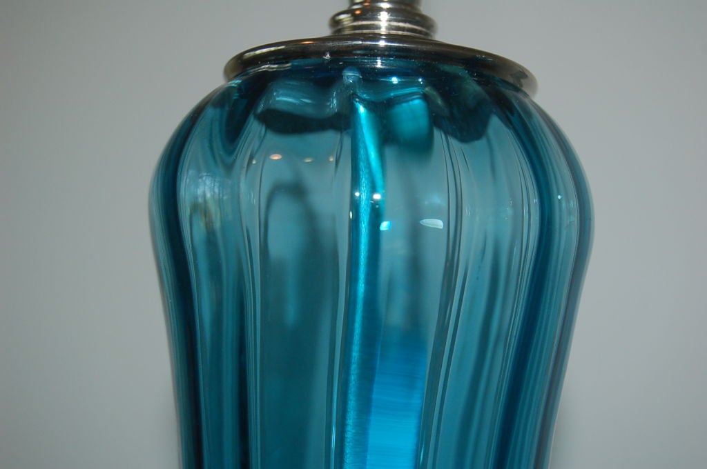 Vintage Murano Petticoat Lamps in Teal Blue 1