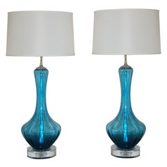 Vintage Murano Petticoat Lamps in Teal Blue