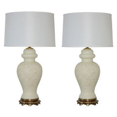Pair of Vintage Italian Lamps with Applied Flowers