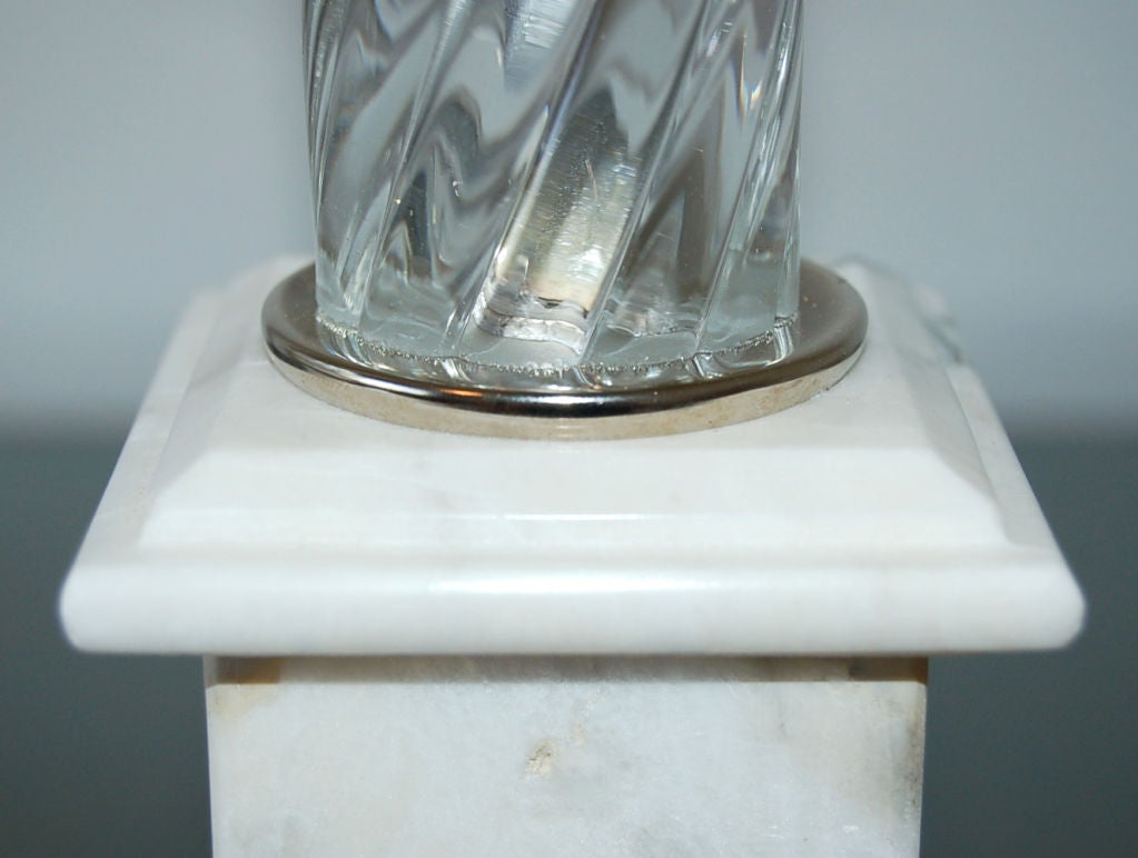 Carrara Marble Vintage Murano Lamps in Crystal Clear on Italian Marble For Sale