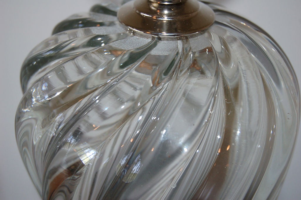 Vintage Murano Lamps in Crystal Clear on Italian Marble For Sale 2