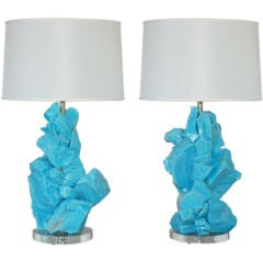 Glass Cluster Sculpture Lamps in Baby Blue