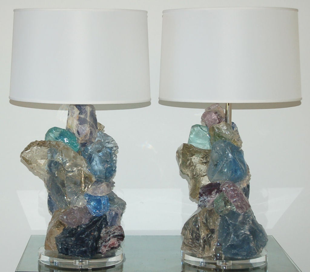American Rock Candy Glass Cluster Lamps in Jewel Tone
