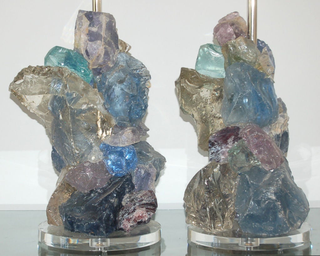 Contemporary Rock Candy Glass Cluster Lamps in Jewel Tone