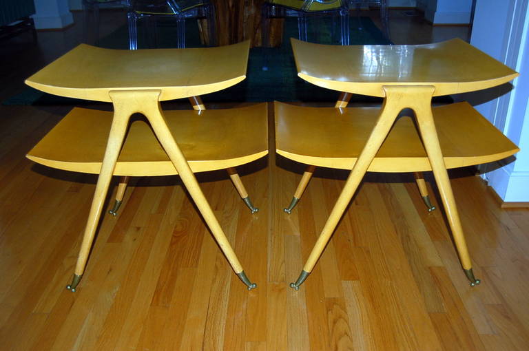 Mid-Century Modern Pair of Vintage Italian Side Tables Attributed to Ico Parisi