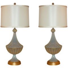 White Opaline Murano Chandelier Lamps by Marbro