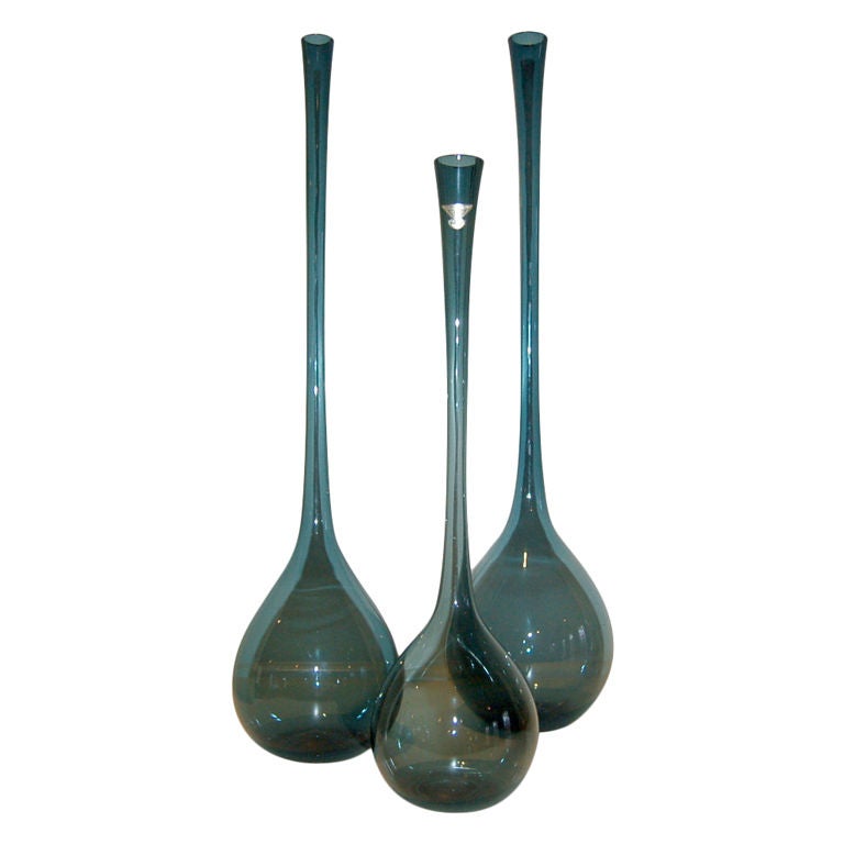 Set of Three Swedish Blown Glass Vases by Arthur Percy