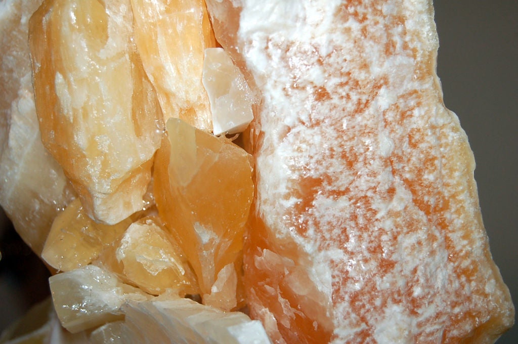 Pair of Natural Tangerine Calcite Cluster Lamps by Swank Lighting 3