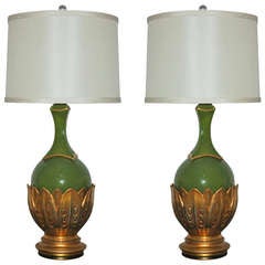 Matched Pair of Vintage Artichoke Lamps by The Marbro Lamp Company