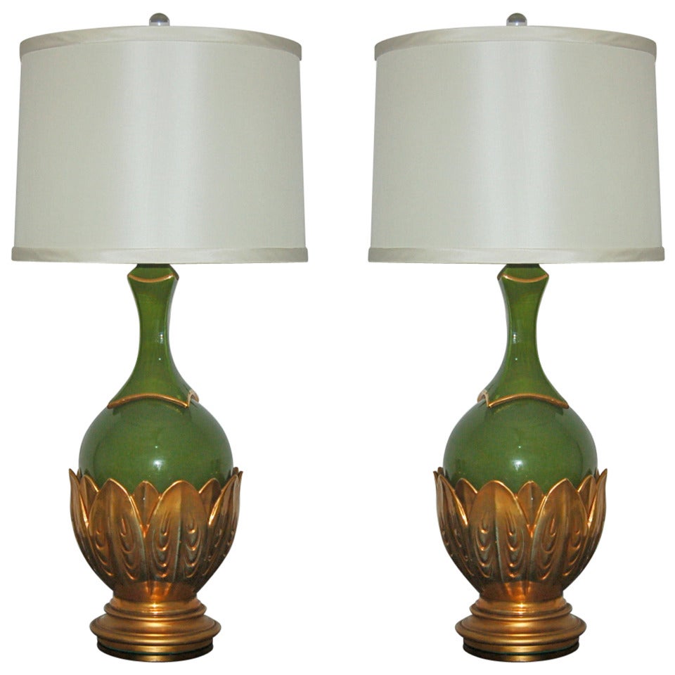 Matched Pair of Vintage Artichoke Lamps by The Marbro Lamp Company For Sale