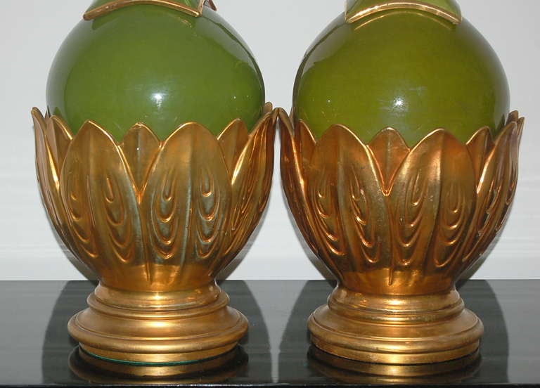 Mid-20th Century Matched Pair of Vintage Artichoke Lamps by The Marbro Lamp Company For Sale