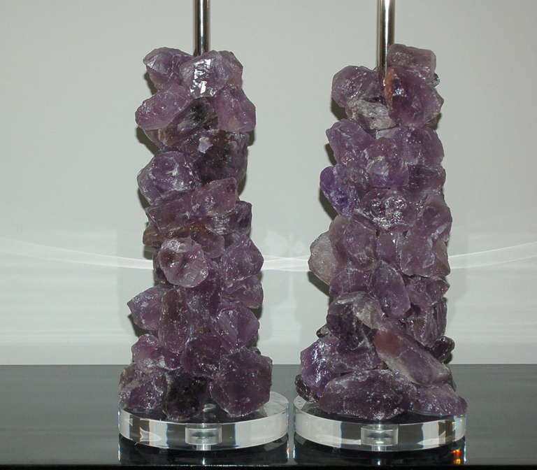 Pair of Brazilian Amethyst Quartz Crystal Lamps 1