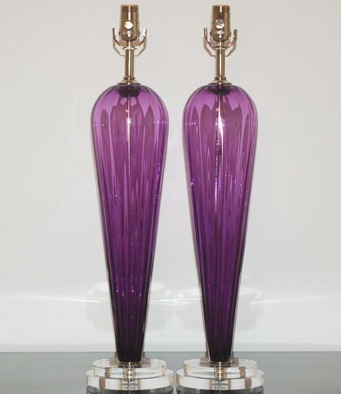 Organic Modern Purple Handblown Glass Lamps by Joe Cariati For Sale
