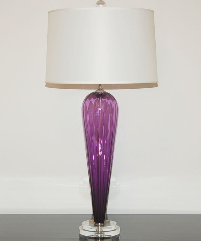 American Purple Handblown Glass Lamps by Joe Cariati For Sale