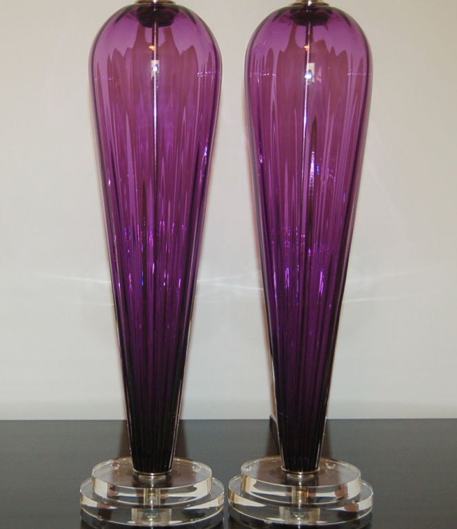 Purple Handblown Glass Lamps by Joe Cariati In Excellent Condition For Sale In Little Rock, AR