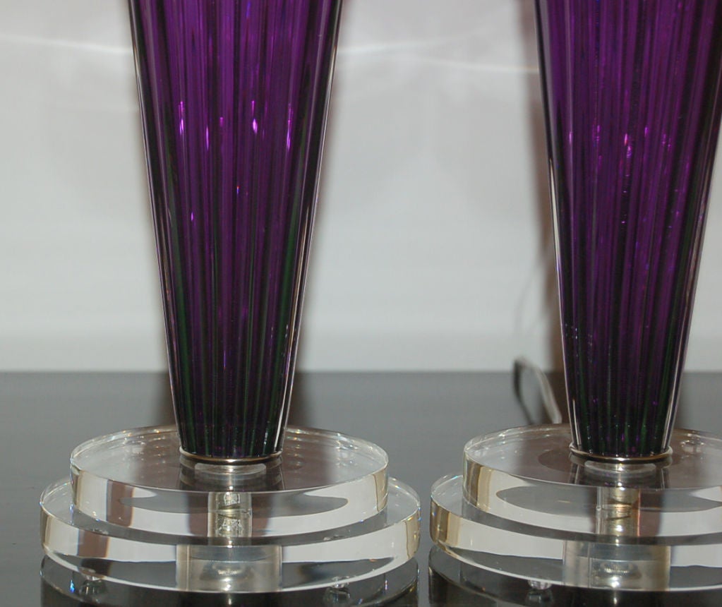 Contemporary Purple Handblown Glass Lamps by Joe Cariati For Sale