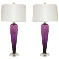 Purple Handblown Glass Lamps by Joe Cariati