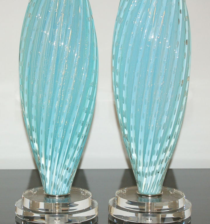 Murano Glass Pair of Vintage Murano Opaline Lamps by Barbini