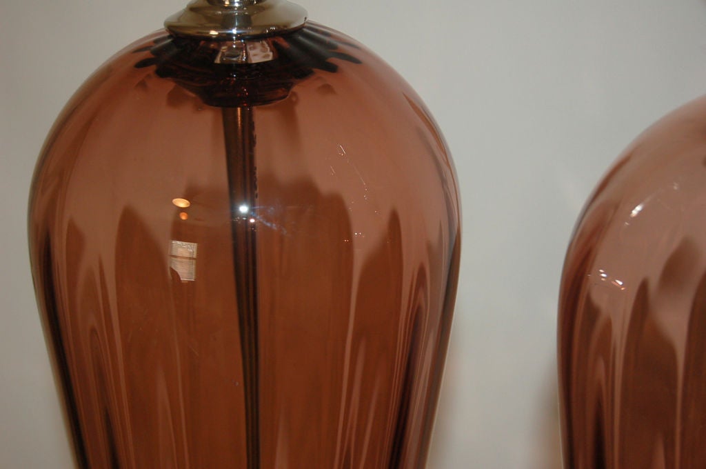 Wine Handblown Glass Lamps by Joe Cariati For Sale 1