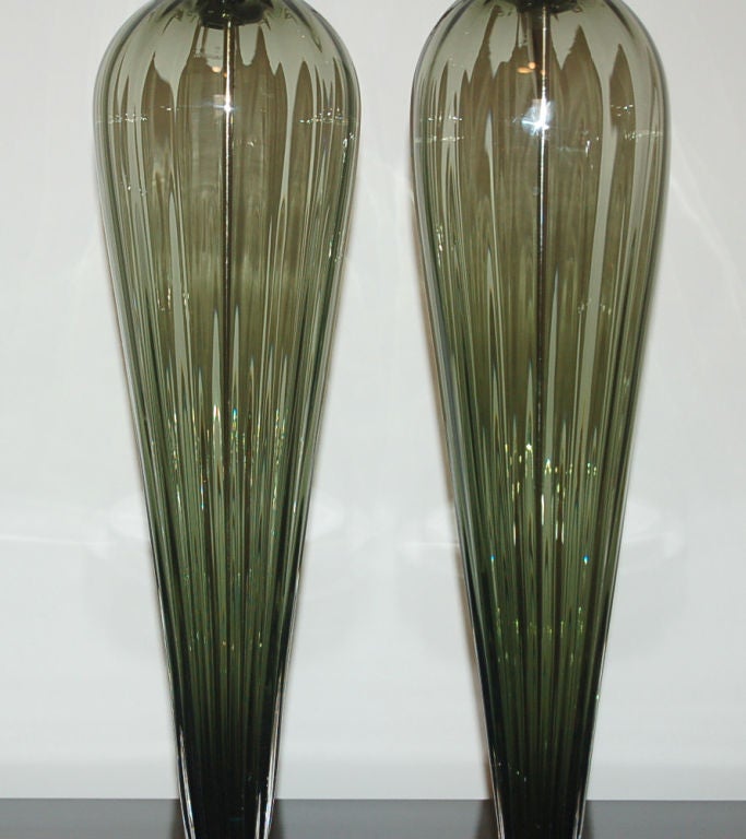 Green Handblown Glass Lamps by Joe Cariati In Excellent Condition For Sale In Little Rock, AR