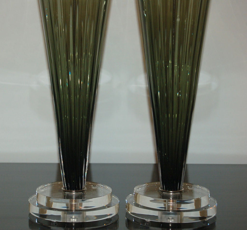 Contemporary Green Handblown Glass Lamps by Joe Cariati For Sale