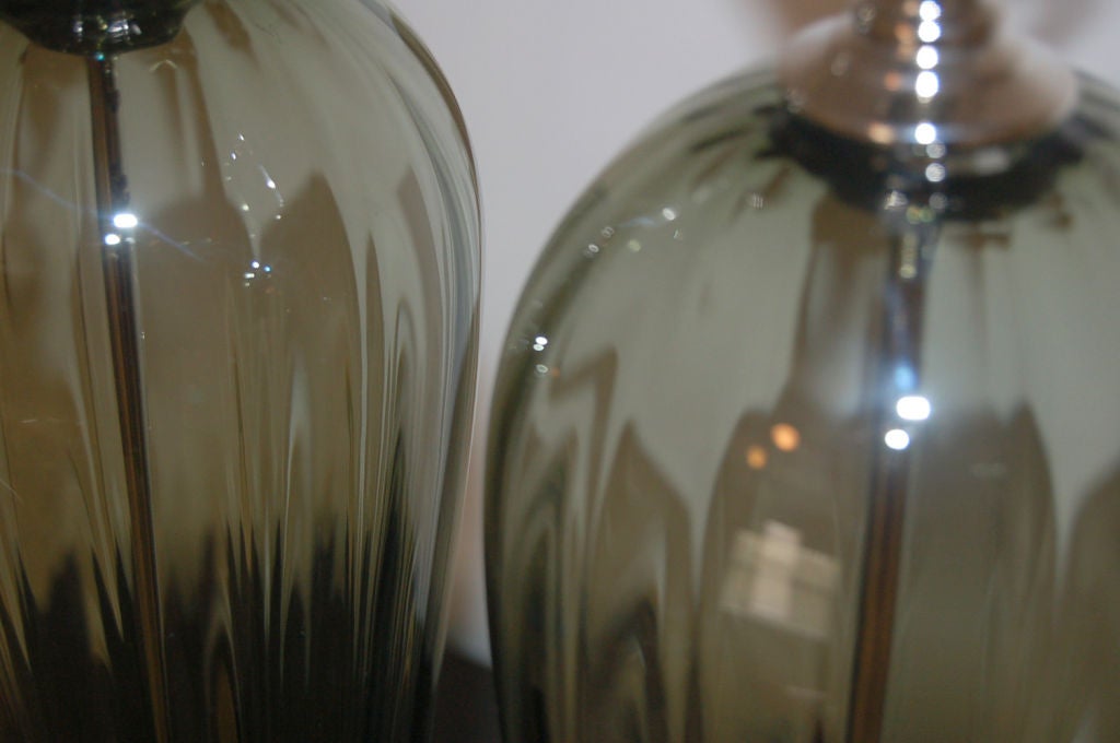 Blown Glass Green Handblown Glass Lamps by Joe Cariati For Sale