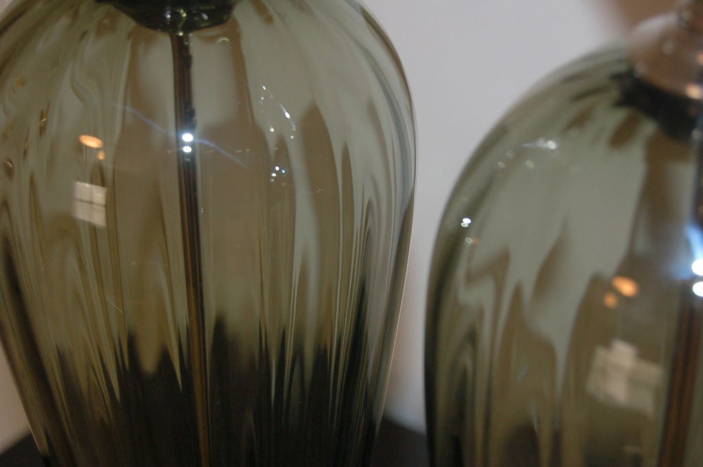 Green Handblown Glass Lamps by Joe Cariati For Sale 1