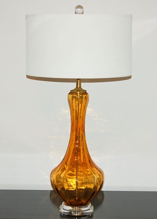 Mid-Century Modern Vintage Murano Petticoat Lamps in Rich Butterscotch For Sale