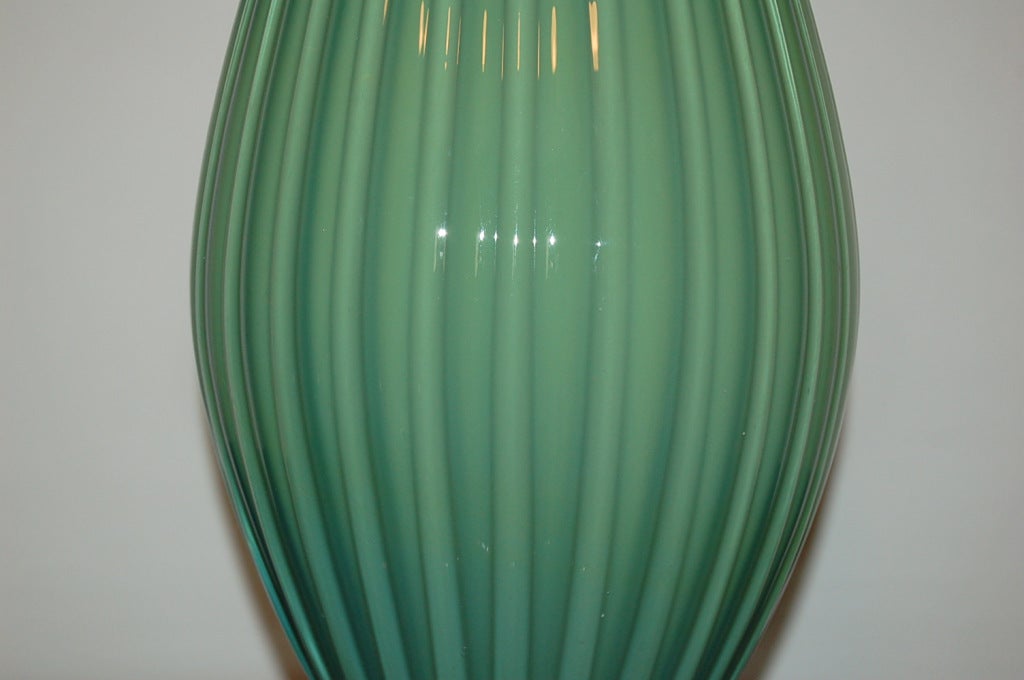 20th Century Single Vintage Murano Lamp in Jade Yellow Green For Sale