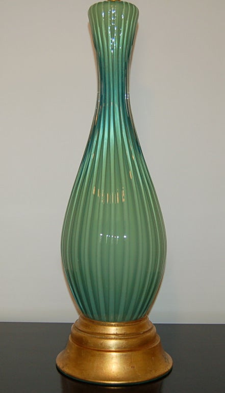 Single Vintage Murano Lamp in Jade Yellow Green For Sale 2