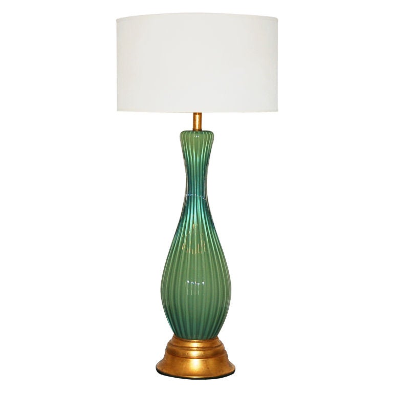 Single Vintage Murano Lamp in Jade Yellow Green For Sale