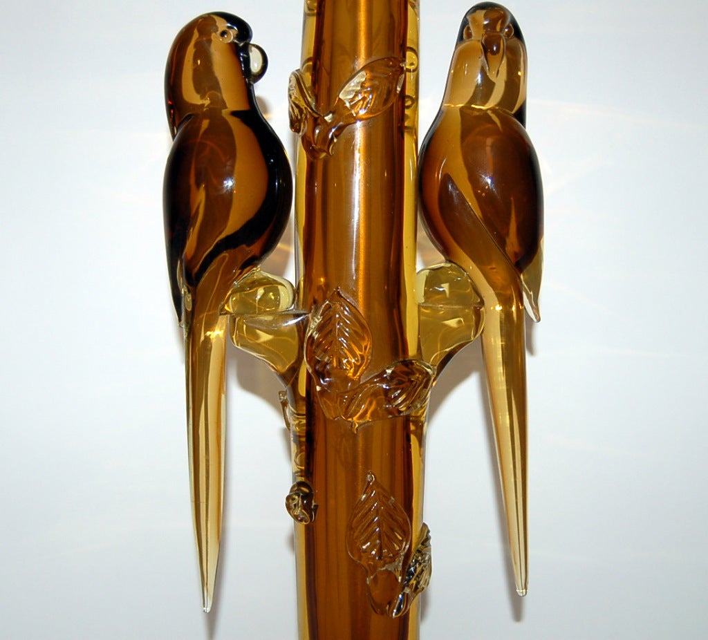 20th Century The Marbro Lamp Company - Vintage Murano Lamps of Amber Lovebirds