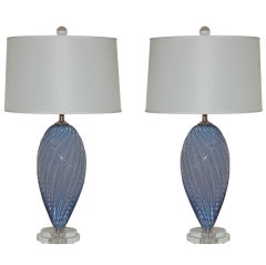 Pair of Vintage Murano Lamps in Whisper Soft Lavender