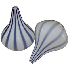Pair of Retro Murano Lamp Pendants in Blue Violet