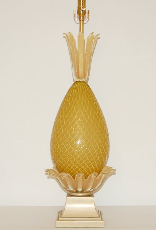 Mid-Century Modern Vintage Golden Opaline Pineapple Murano Lamp