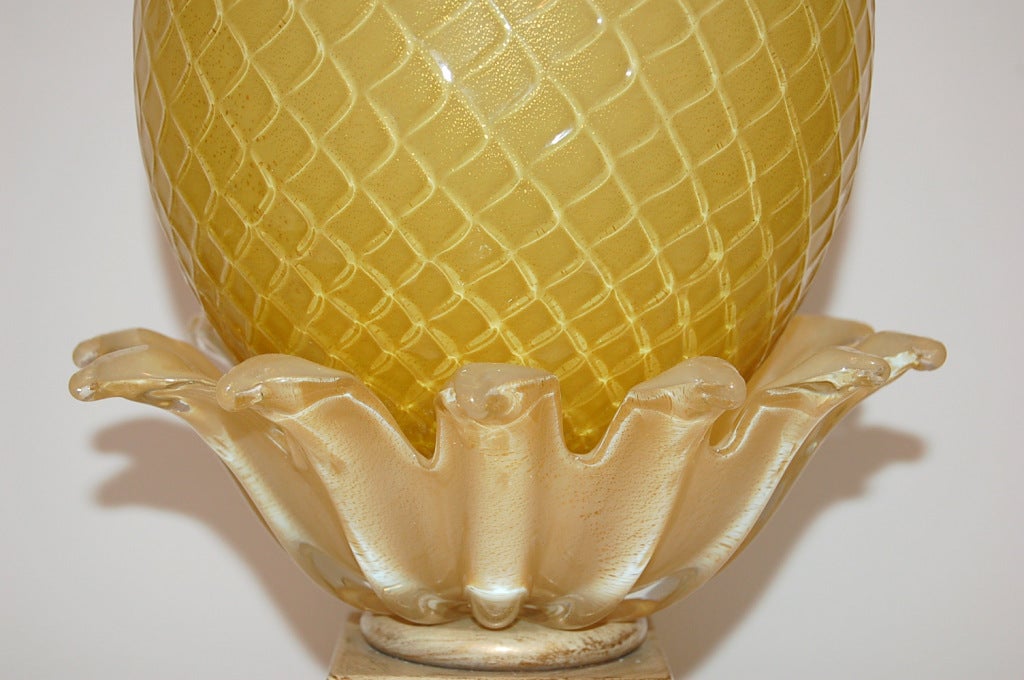 20th Century Vintage Golden Opaline Pineapple Murano Lamp