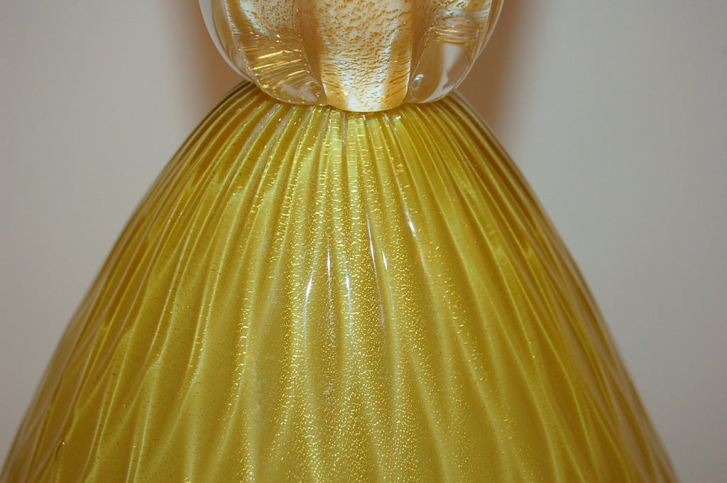 Vintage Golden Opaline Pineapple Murano Lamp 1