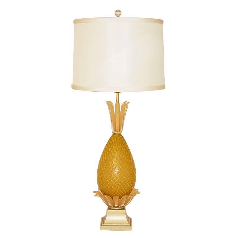 Vintage Golden Opaline Pineapple Murano Lamp