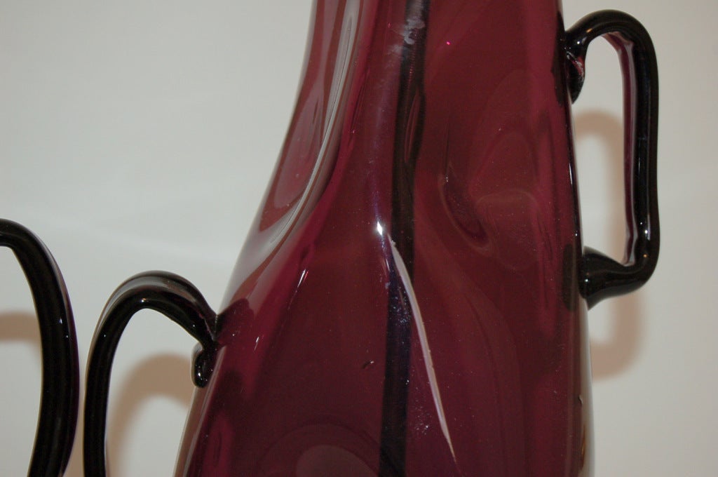 20th Century Vintage Dimpled Sculptural Murano Lamps in Deep Aubergine For Sale