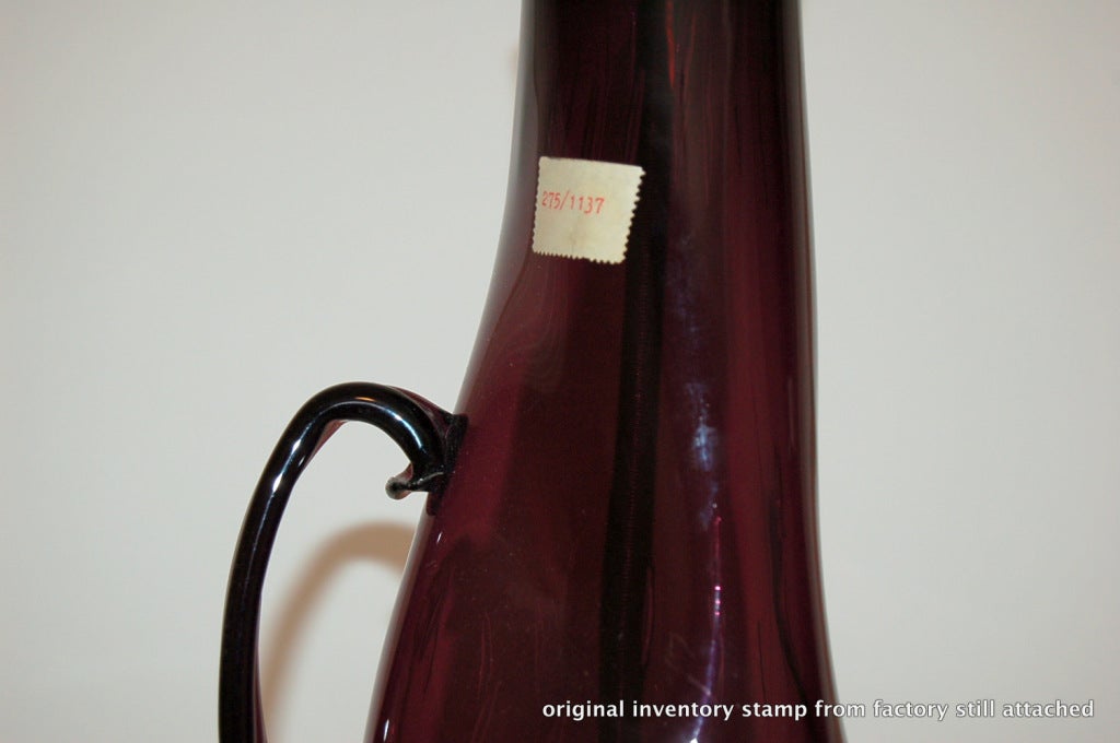 Vintage Dimpled Sculptural Murano Lamps in Deep Aubergine For Sale 1