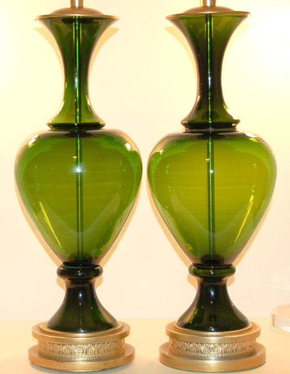 20th Century The Marbro Lamp Company - Pair of Vintage Handblown Swedish Glass Lamps