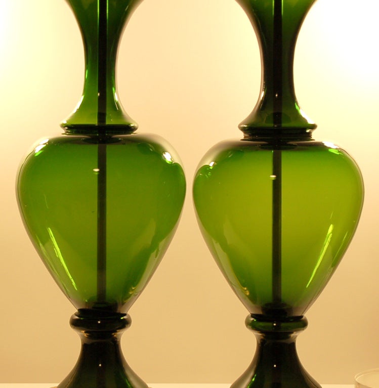 The Marbro Lamp Company - Pair of Vintage Handblown Swedish Glass Lamps 1
