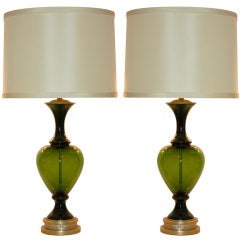 The Marbro Lamp Company - Pair of Vintage Handblown Swedish Glass Lamps