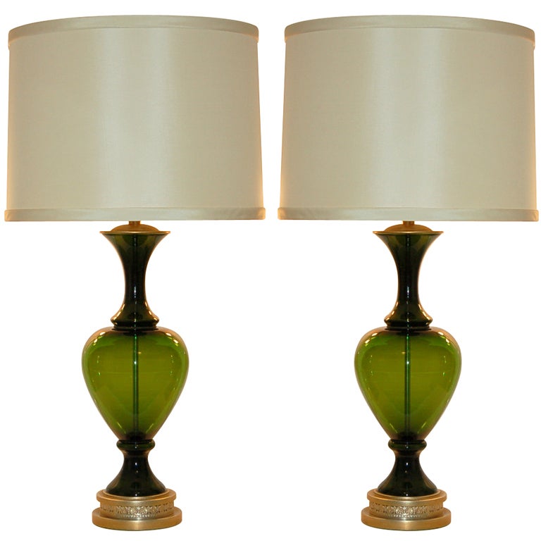 The Marbro Lamp Company - Pair of Vintage Handblown Swedish Glass Lamps