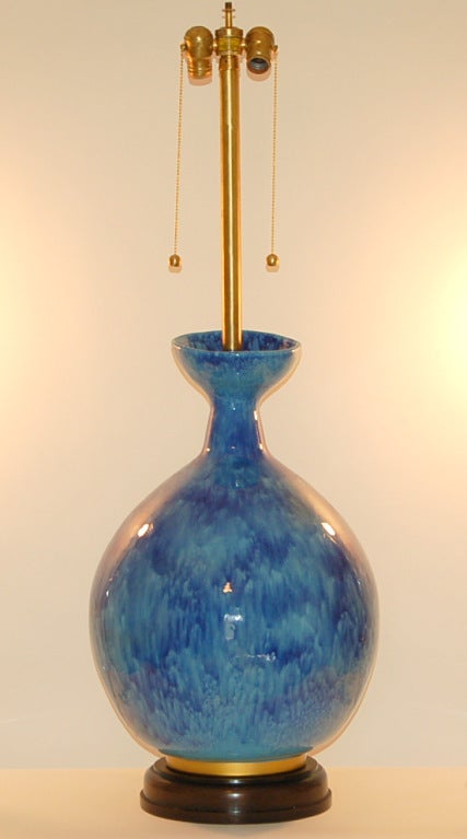 Wood Huge Vintage Italian Ceramic Table Lamp by The Marbro Lamp Co.