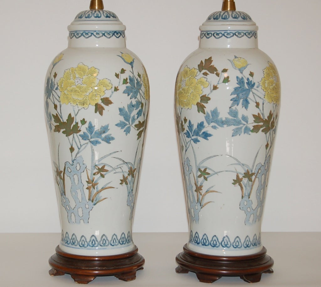 Vintage Hand Painted Porcelain Lamps by Marbro In Excellent Condition For Sale In Little Rock, AR