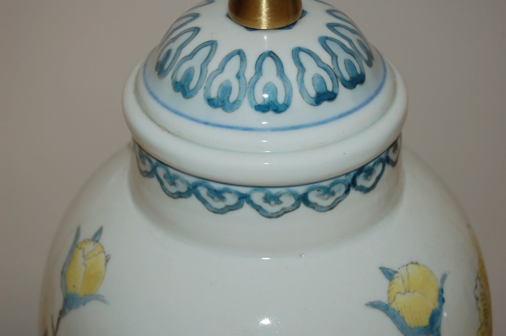 Vintage Hand Painted Porcelain Lamps by Marbro For Sale 2