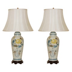 Vintage Hand Painted Porcelain Lamps by Marbro 3