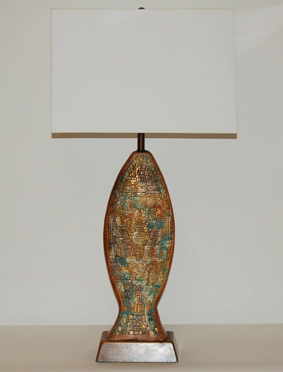 Sasha Brastoff Vintage Mosaic Ceramic Lamp