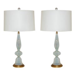 Vintage White Opaline Murano Lamps by Marbro